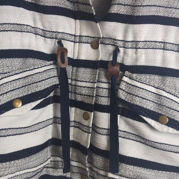 Oversized Breton Stripe Anorak Nautical Preppy Coat Jacket Women's XS - Picture 6 of 16